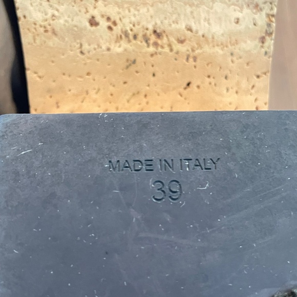 CHANEL Navy and Black Leather Cap Toe Cork Platform Mules - Picture 7 of 8